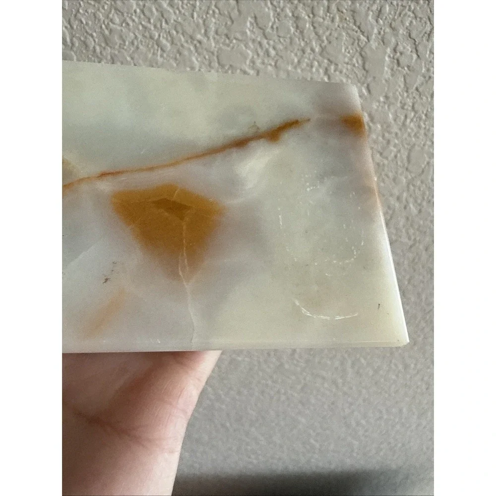 Vintage Beautiful Onyx Marble Stone Pen Pencil Holder Desk